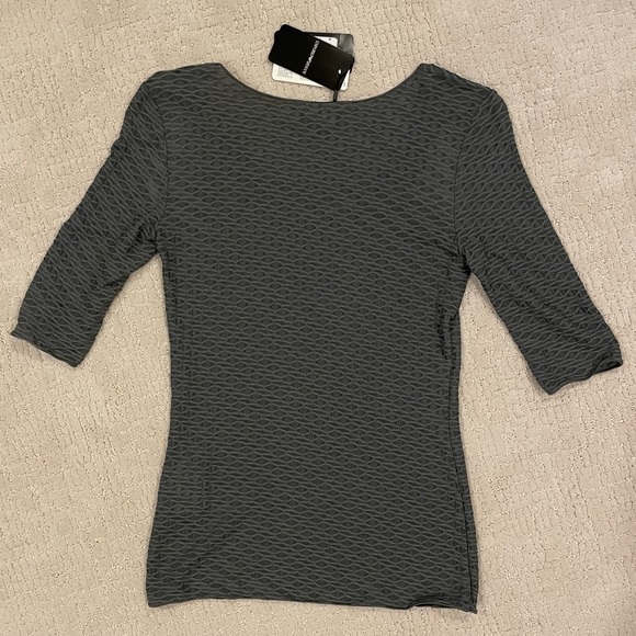 Emporio Armani Gray Jacquard Round Collar T-shirt Sz 36 (US 0), Made in Italy - Picture 7 of 11